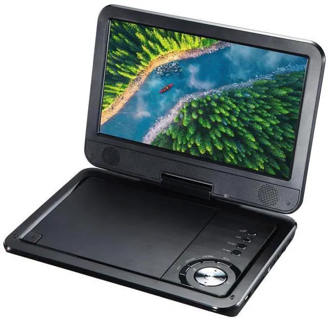 Alt view image 2 of 6 - Portable DVD Player 10.1 5-Hour Built-in Rechargeable Battery, 9" Swivel Screen,Built in USB and SD/SDHC Memory Card Slots Remote Control, 3.5 mm Headphone Jack, AC Adapter Car Adapter