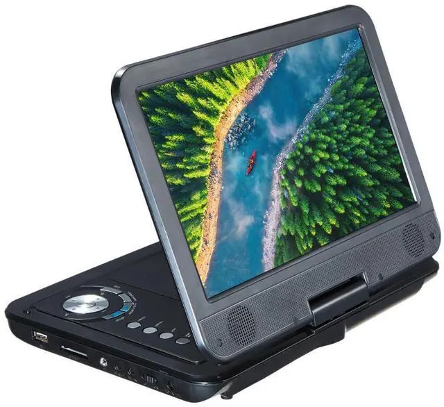 Alt view image 5 of 6 - Portable DVD Player 10.1 5-Hour Built-in Rechargeable Battery, 9" Swivel Screen,Built in USB and SD/SDHC Memory Card Slots Remote Control, 3.5 mm Headphone Jack, AC Adapter Car Adapter