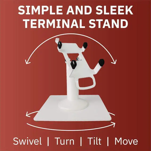 Alt view image 3 of 6 - DCCStands Freestanding Swivel and Tilt Pax A920 Terminal Stand with L920 Charging Base (White)