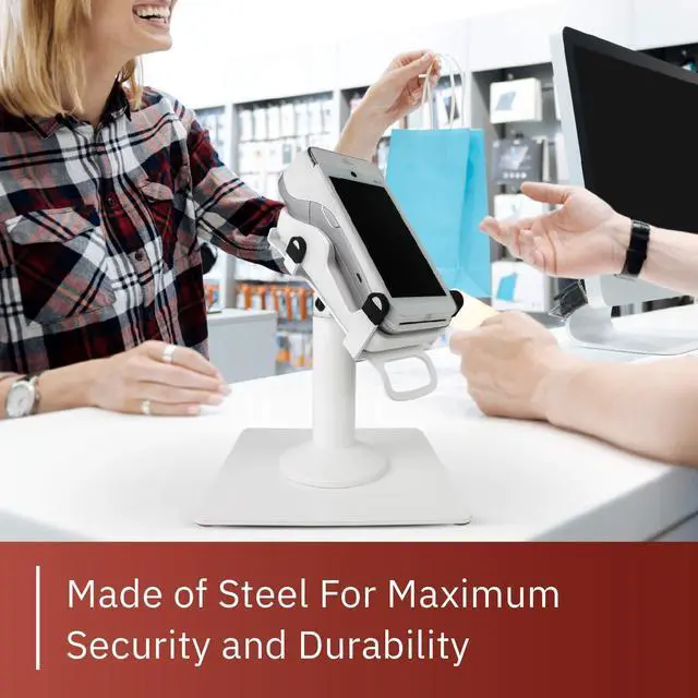 Alt view image 4 of 6 - DCCStands Freestanding Swivel and Tilt Pax A920 Terminal Stand with L920 Charging Base (White)