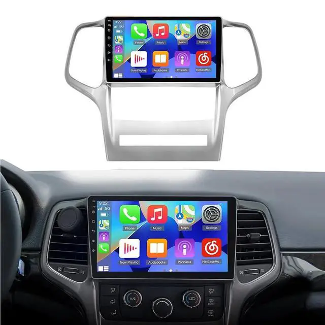 Alt view image 2 of 6 - 2+32G Double Din Car Stereo for Jeep Grand Cherokee 2011-2013, 10" Touchscreen Radio Upgrade for Grand Cherokee Head Unit Android Radio with Wireless Carplay Android Auto Backup Camera FM/RDS DSP