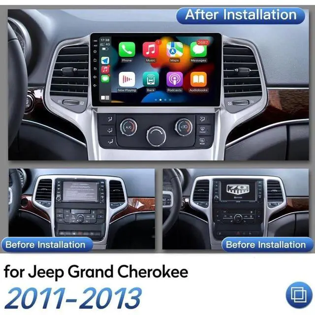 Alt view image 4 of 6 - 2+32G Double Din Car Stereo for Jeep Grand Cherokee 2011-2013, 10" Touchscreen Radio Upgrade for Grand Cherokee Head Unit Android Radio with Wireless Carplay Android Auto Backup Camera FM/RDS DSP