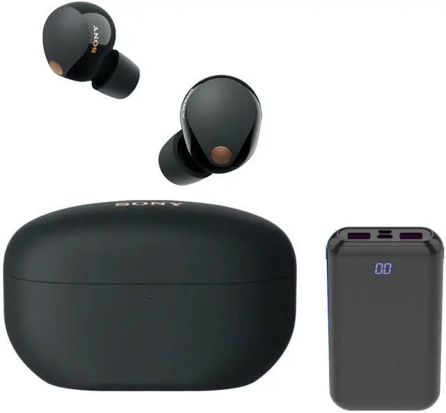 Main image of WF-1000XM5 Truly Wireless Noise-Canceling Earbuds (Black) Bundle | Noise-canceling Accessory, Best Noise Cancellation, Multi Noise Sensor technology, (2 items)