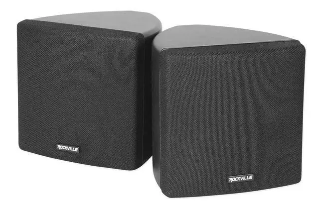 Alt view image 2 of 6 - Cube Black 3.5" 2-Way 8-Ohm Home Theater Wall Speakers, 6-Pack | 150W Peak / 60W RMS, 0.5" PEI Tweeter, 360° Swivel Wall Mount Brackets, Euro Block Terminals, ABS Cabinet, Shielded Grill