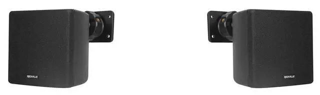 Alt view image 4 of 6 - Cube Black 3.5" 2-Way 8-Ohm Home Theater Wall Speakers, 6-Pack | 150W Peak / 60W RMS, 0.5" PEI Tweeter, 360° Swivel Wall Mount Brackets, Euro Block Terminals, ABS Cabinet, Shielded Grill
