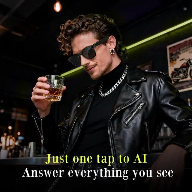 Alt view image 5 of 6 - Latest AI Smart Glasses with 4K Camera Hands-Free Video Recording, Open-Ear Audio & Wireless Connection for Vlog, Driving, Outdoor, Daily Life,Midnight Black