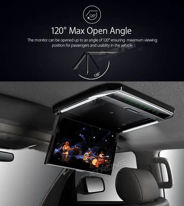 Alt view image 3 of 6 - ® 12.1 Inch 1080P Video Car Overhead Player Roof Mounted Monitor HDMI Port with Black New Version IR Headphones (No DVD)