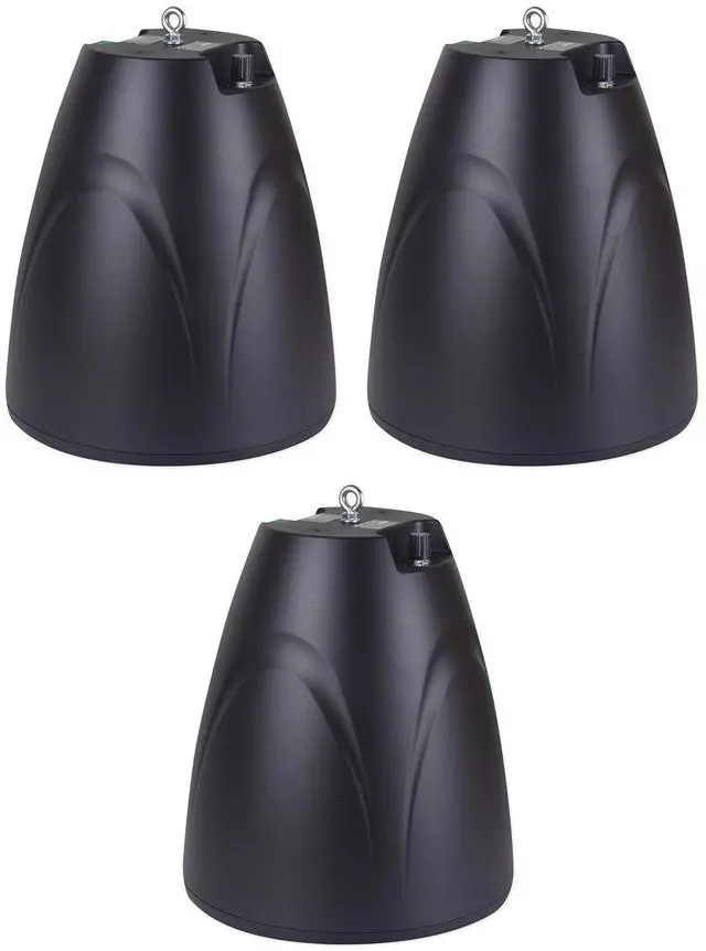 Main image of PEN-65T Black 6.5" 70V Hanging Pendant Speaker, 3-Pack | 70V/100V Transformer Taps: 40W, 20W, 10W, 5W or 8 Ohm 60W RMS, Euroblock Terminals, Deep Bass, for Restaurants