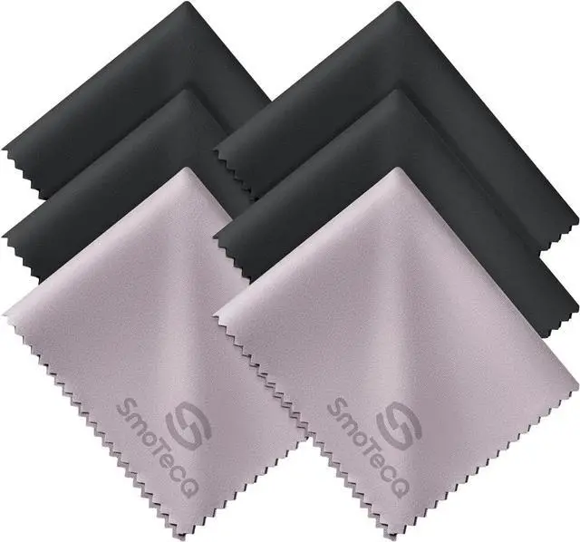Main image of SmoTecQ 6 Pack Premium Microfiber Glasses Cleaning Cloths - Ultra Soft & Scratch Free for Eyeglasses, Sunglasses, Camera Lenses, Tablets & Screens - Washable & Reusable