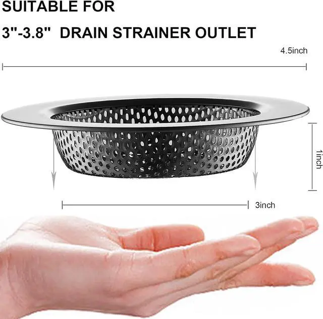 Alt view image 2 of 6 - LASSHSWA Kitchen Sink Strainer Stainless Steel, Kitchen Sink Drain Strainer, Silver-Black Sink Strainers for Kitchen Sinks with Large Wide Rim 4.5" Diameter (2 PCS)