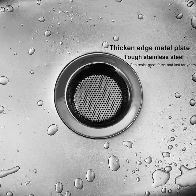 Alt view image 4 of 6 - LASSHSWA Kitchen Sink Strainer Stainless Steel, Kitchen Sink Drain Strainer, Silver-Black Sink Strainers for Kitchen Sinks with Large Wide Rim 4.5" Diameter (2 PCS)