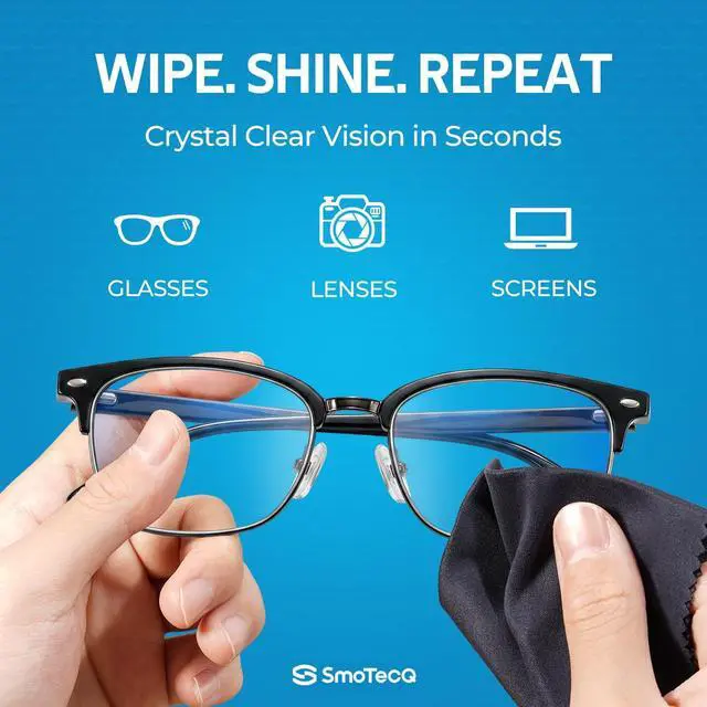 Alt view image 2 of 7 - SmoTecQ 6 Pack Premium Microfiber Glasses Cleaning Cloths - Ultra Soft & Scratch Free for Eyeglasses, Sunglasses, Camera Lenses, Tablets & Screens - Washable & Reusable