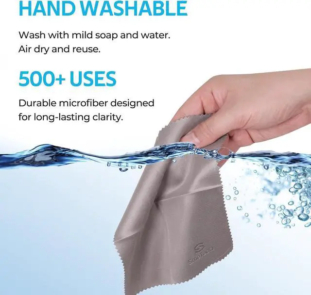 Alt view image 4 of 7 - SmoTecQ 6 Pack Premium Microfiber Glasses Cleaning Cloths - Ultra Soft & Scratch Free for Eyeglasses, Sunglasses, Camera Lenses, Tablets & Screens - Washable & Reusable