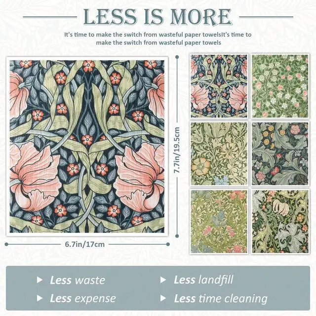 Alt view image 2 of 7 - Quera Swedish Dishcloths William Morris Dish Cloths for Kitchen Reusable