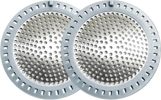 Main image of Seatery 2PCS Shower Drain Hair Catcher, Shower Drain Strainer, Stainless Steel with Silicone Edging, 4.75 Inch Diameter