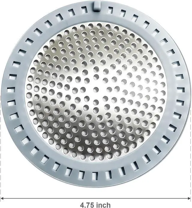 Alt view image 2 of 6 - Seatery 2PCS Shower Drain Hair Catcher, Shower Drain Strainer, Stainless Steel with Silicone Edging, 4.75 Inch Diameter