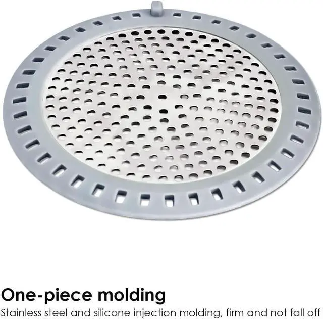 Alt view image 5 of 6 - Seatery 2PCS Shower Drain Hair Catcher, Shower Drain Strainer, Stainless Steel with Silicone Edging, 4.75 Inch Diameter