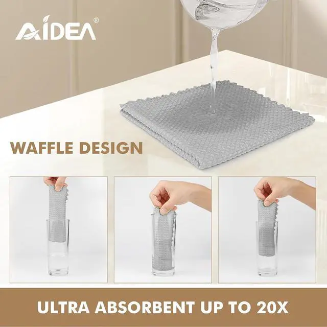 Alt view image 2 of 7 - AIDEA Microfiber Glass Cleaning Cloth-12PK,Magic Cleaning Cloth Grey 11×11"