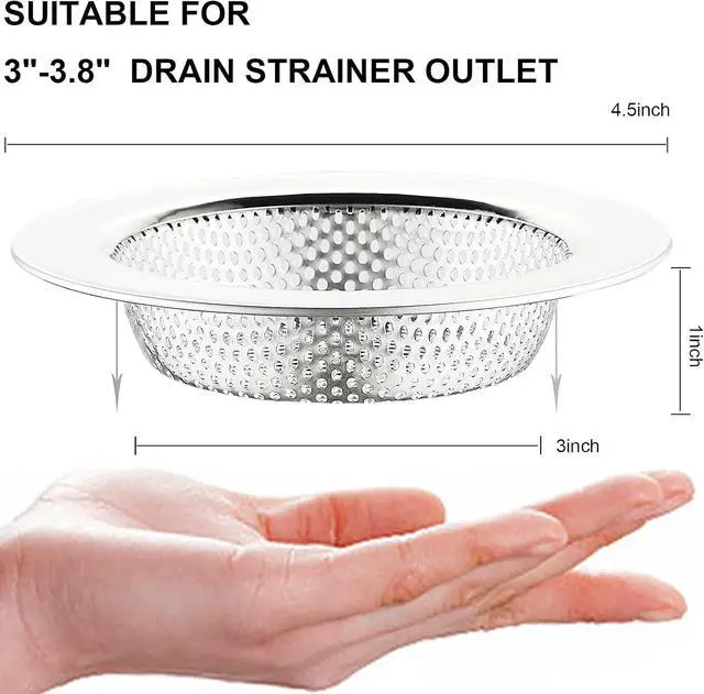 Alt view image 2 of 6 - LASSHSWA 2 Pcs Kitchen Sink Strainer Stainless Steel, Mesh and Punching, Kitchen Sink Drain Strainer, Sink Strainers with Large Wide Rim 4.5" Diameter for Kitchen Sinks