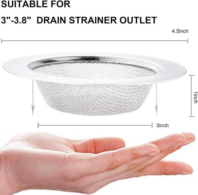 Alt view image 3 of 6 - LASSHSWA 2 Pcs Kitchen Sink Strainer Stainless Steel, Mesh and Punching, Kitchen Sink Drain Strainer, Sink Strainers with Large Wide Rim 4.5" Diameter for Kitchen Sinks