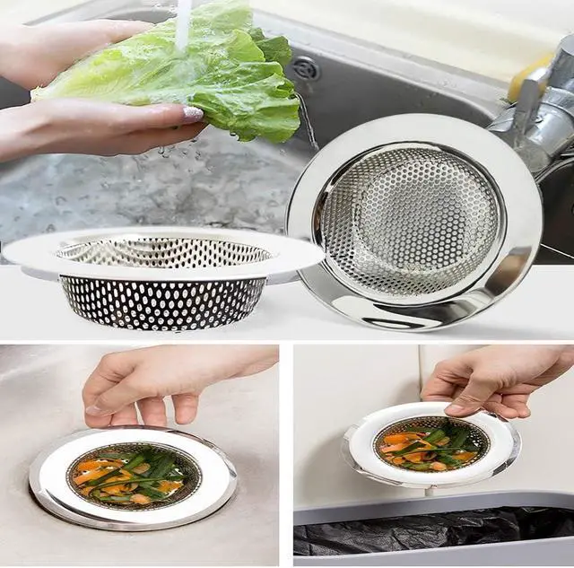 Alt view image 6 of 6 - Seatery 2PCS Kitchen Sink Strainers, Sink Drain Basket Strainer, 4.5 Inch Stainless Steel Food Scraps Catcher, Must Have Kitchen Sink Accessories
