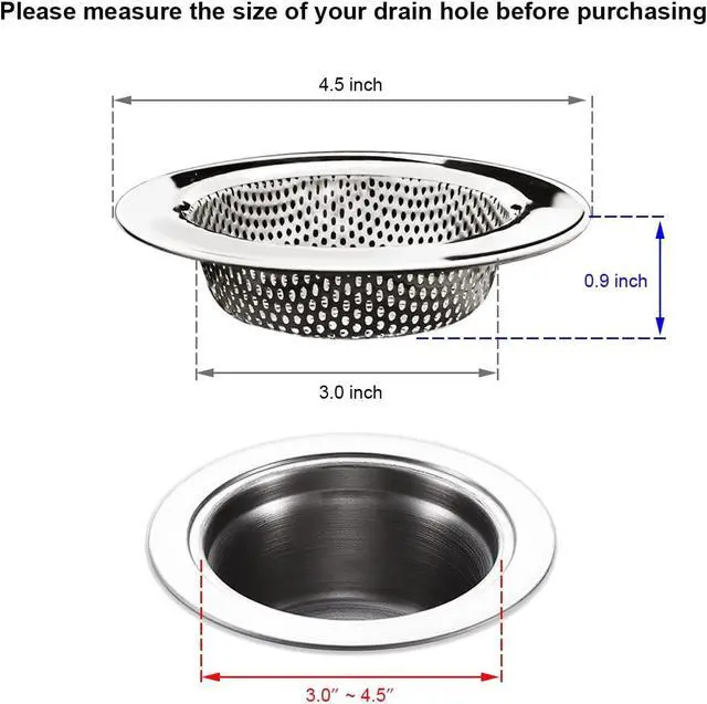 Alt view image 2 of 6 - Seatery 2PCS Kitchen Sink Strainers, Sink Drain Basket Strainer, 4.5 Inch Stainless Steel Food Scraps Catcher, Must Have Kitchen Sink Accessories