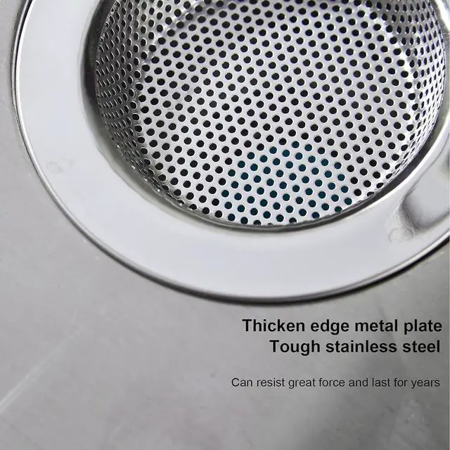 Alt view image 6 of 6 - LASSHSWA 2 Pcs Kitchen Sink Strainer Stainless Steel, Mesh and Punching, Kitchen Sink Drain Strainer, Sink Strainers with Large Wide Rim 4.5" Diameter for Kitchen Sinks