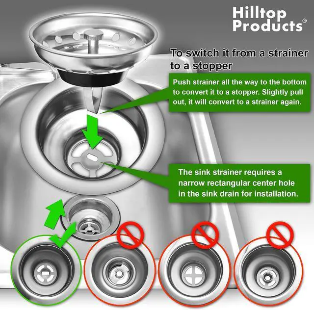 Alt view image 2 of 6 - 2 Pack Kitchen Sink Strainer and Stopper Combo Basket Replacement