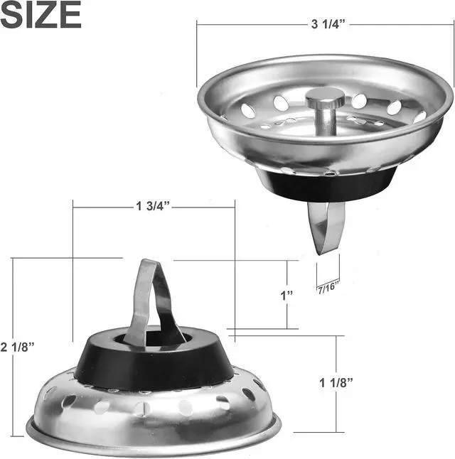 Alt view image 3 of 6 - 2 Pack Kitchen Sink Strainer and Stopper Combo Basket Replacement