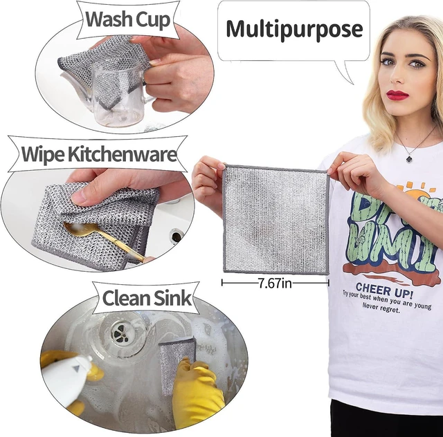 Alt view image 4 of 6 - Nanaborn Wire Dishwashing Rags for Wet 12pcs Multipurpose Non-Scratch Kitchen Mesh Dishcloth