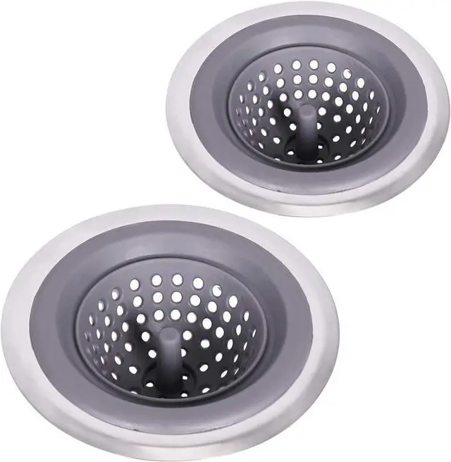 Main image of 2 Pack Kitchen Sink Drain Strainer Silicone Stainless