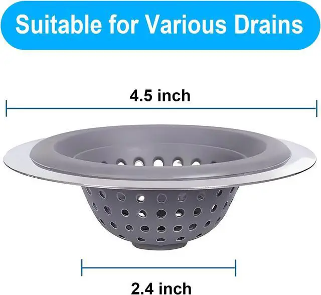 Alt view image 3 of 7 - 2 Pack Kitchen Sink Drain Strainer Silicone Stainless
