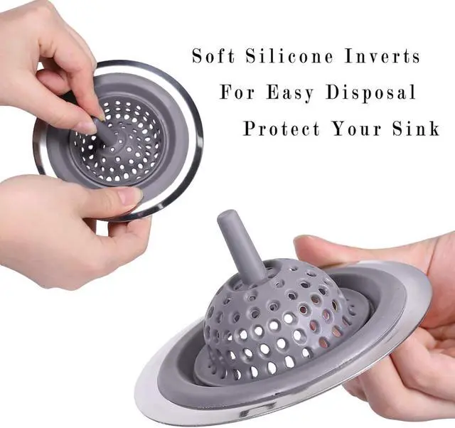 Alt view image 7 of 7 - 2 Pack Kitchen Sink Drain Strainer Silicone Stainless