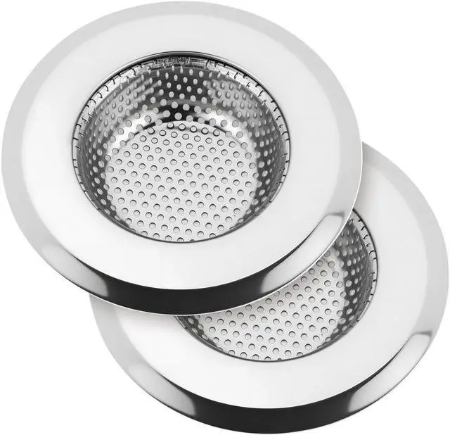 Main image of Kitchen Sink Drain Strainer, Premium Stainless Steel Rust-Proof Wide Rim Kitchen Drain Strainer Stopper Filter Basket for Kitchen Sinks (2 Pack)