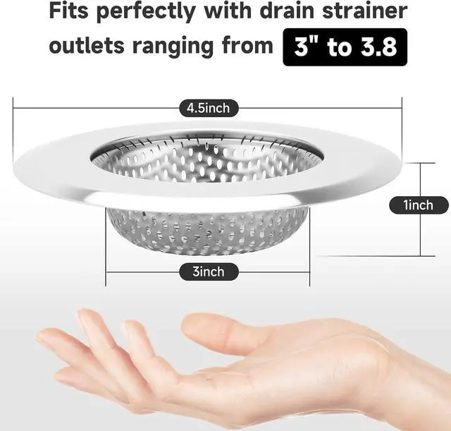 Alt view image 2 of 7 - Kitchen Sink Drain Strainer, Premium Stainless Steel Rust-Proof Wide Rim Kitchen Drain Strainer Stopper Filter Basket for Kitchen Sinks (2 Pack)