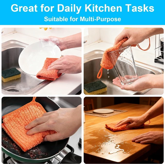 Alt view image 3 of 7 - Microfiber Cleaning Cloths 12" x 12": 10pcs Reusable lint-Free Rags