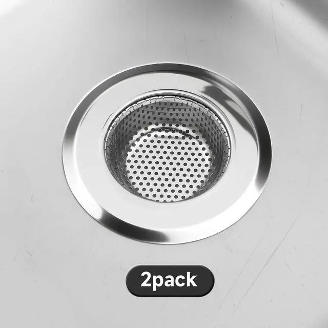 Alt view image 7 of 7 - Kitchen Sink Drain Strainer, Premium Stainless Steel Rust-Proof Wide Rim Kitchen Drain Strainer Stopper Filter Basket for Kitchen Sinks (2 Pack)