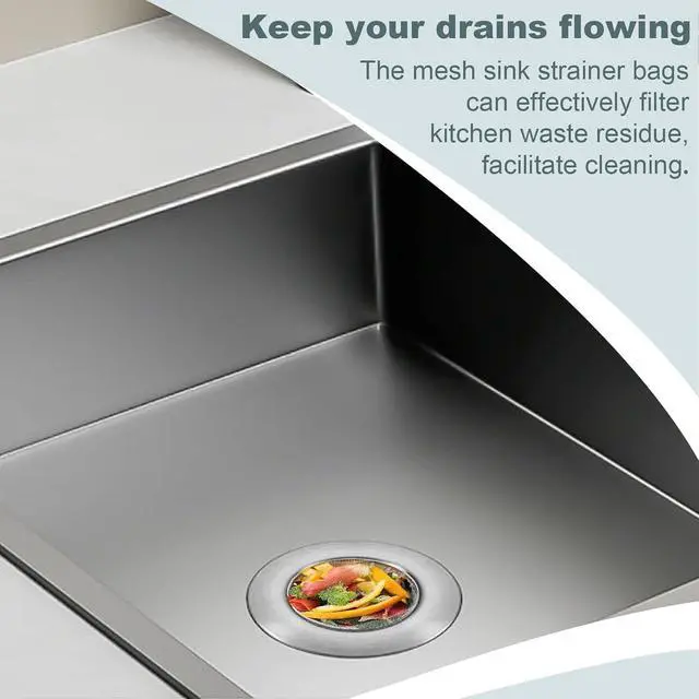 Alt view image 3 of 7 - 400 Pack Disposable Drain Covers, Disposable Sourdough Mesh Sink Strainer Pouches, Drain Catcher Mesh Cover Nets One Use Sourdough for Kitchen Sink, Kitchen and Bathroom Strainer Pouches