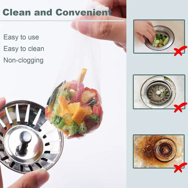 Alt view image 5 of 7 - 400 Pack Disposable Drain Covers, Disposable Sourdough Mesh Sink Strainer Pouches, Drain Catcher Mesh Cover Nets One Use Sourdough for Kitchen Sink, Kitchen and Bathroom Strainer Pouches