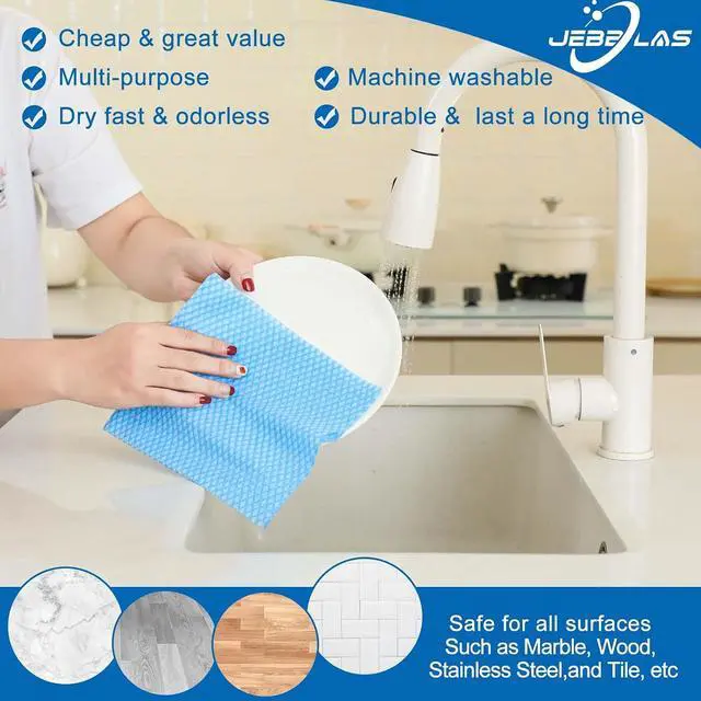 Alt view image 2 of 7 - JEBBLAS Disposable Dish Towels and Cloths, Reusable Wipes, 50 Count, Red