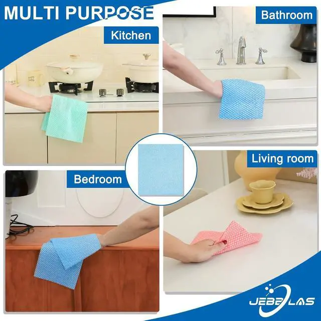 Alt view image 3 of 7 - JEBBLAS Disposable Dish Towels and Cloths, Reusable Wipes, 50 Count/Pack, Green
