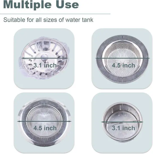 Alt view image 6 of 7 - 400 Pack Disposable Drain Covers, Disposable Sourdough Mesh Sink Strainer Pouches, Drain Catcher Mesh Cover Nets One Use Sourdough for Kitchen Sink, Kitchen and Bathroom Strainer Pouches