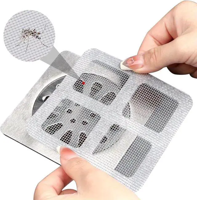 Main image of 25 Pack,4" X 4" Disposable Shower Drain Cover Hair Catcher, Square Shower Drain Mesh Sticker, Bathroom, Laundry, Bathtub, Kitchen, Sink, for Human & Pet (25 PCS)