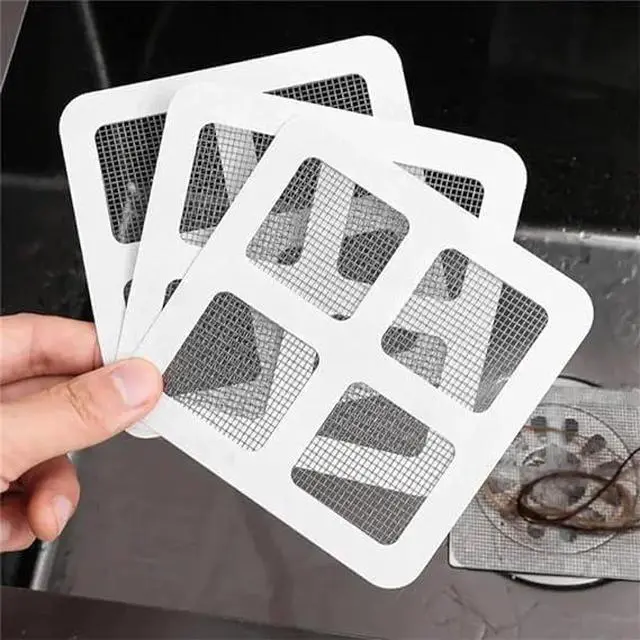 Alt view image 7 of 7 - 25 Pack,4" X 4" Disposable Shower Drain Cover Hair Catcher, Square Shower Drain Mesh Sticker, Bathroom, Laundry, Bathtub, Kitchen, Sink, for Human & Pet (25 PCS)