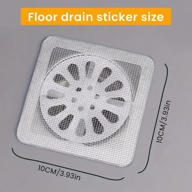 Alt view image 2 of 7 - 25 Pack,4" X 4" Disposable Shower Drain Cover Hair Catcher, Square Shower Drain Mesh Sticker, Bathroom, Laundry, Bathtub, Kitchen, Sink, for Human & Pet (25 PCS)
