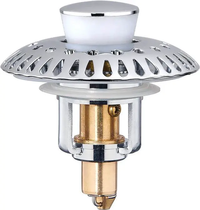 Main image of Bathroom Sink Stopper for 1.06"-1.65" Drain Holes, 2 in 1 Bath Sink Drain Strainer Stopper, Pop Up Drain Cover Plug with Hair Catcher, Stainless Steel (Chrome Silver-1p)