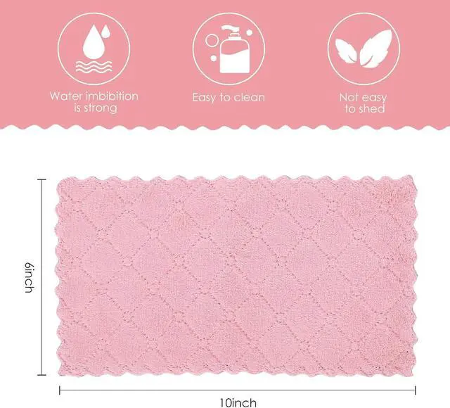 Alt view image 2 of 6 - 22 Pack Kitchen Dish Cloths, Reusable Dish Towels, Nonstick Oil Washable Fast Drying, Super Absorbent Coral Velvet Cleaning Cloths for Cleaning Tableware, Kitchen, Bathroom (Purple-grey10" x 6")