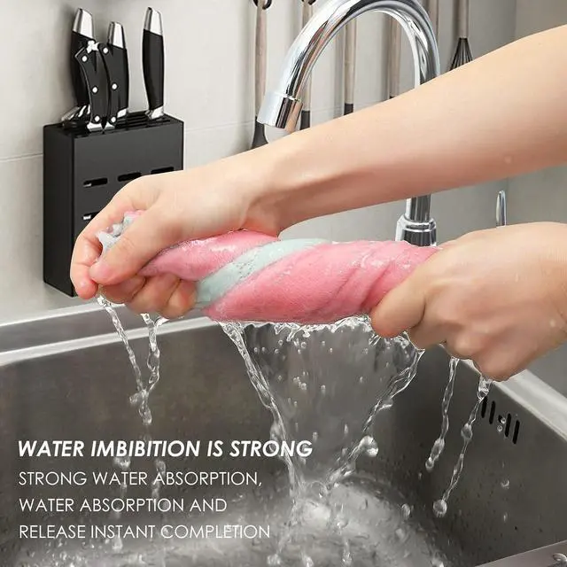 Alt view image 5 of 6 - 22 Pack Kitchen Dish Cloths, Reusable Dish Towels, Nonstick Oil Washable Fast Drying, Super Absorbent Coral Velvet Cleaning Cloths for Cleaning Tableware, Kitchen, Bathroom (Purple-grey10" x 6")