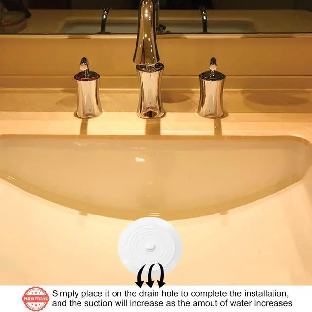 Alt view image 3 of 7 - V-TOP Tub Stopper 2 Pack, 6 inches Large Silicone Drain Plug Hair Stopper Flat Suction Cover for Kitchen Gadgets Bathroom Accessories and Laundry