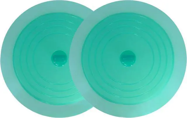 Main image of V-TOP Tub Stopper 2 Pack, 6 inches Large Silicone Drain Plug Hair Stopper Flat Suction Cover for Kitchen Bathroom Gadgets and Accessories (Green Transparent)